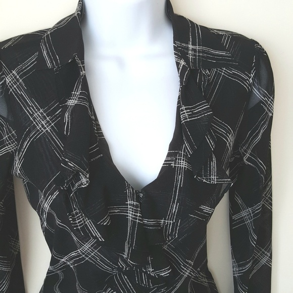 Ruffles Mesh Ooh La La Sheer Plaid Mesh Nylon Small Paris French Style Blouse - Picture 5 of 10